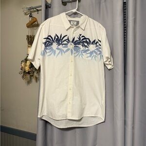 Quiksilver White Shirt with Blue Floral Design